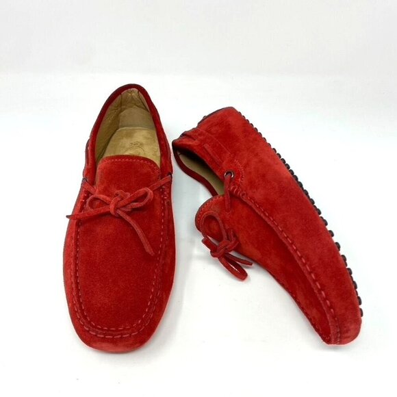 TOD\'S Suede Gommino Loafers Moc Toe Loafer Driver Red Orange Men\'s US 6.5 NWOB main image 4